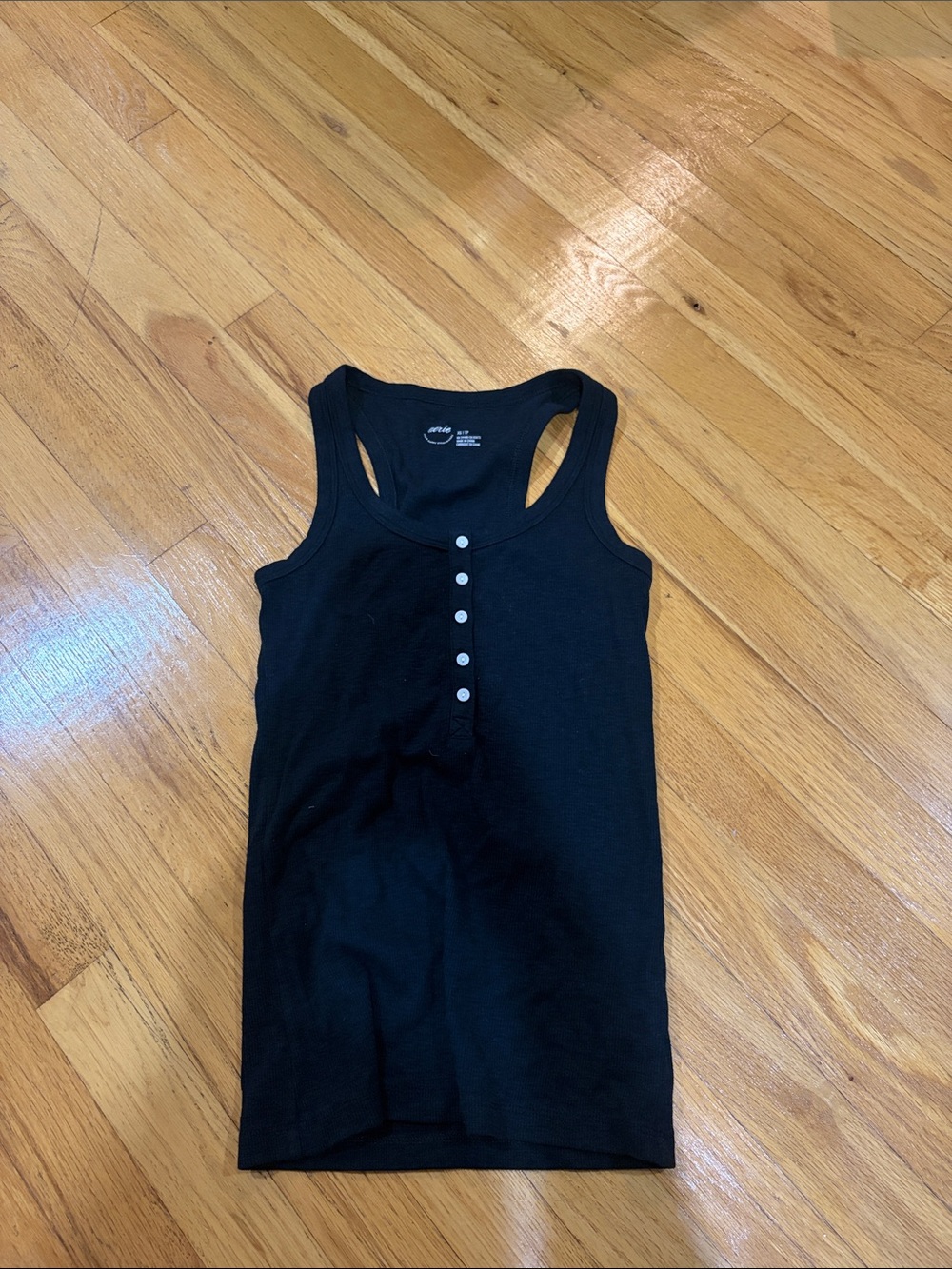 NWT aerie Black Racerback Henley Tank with Button Placket Size XS